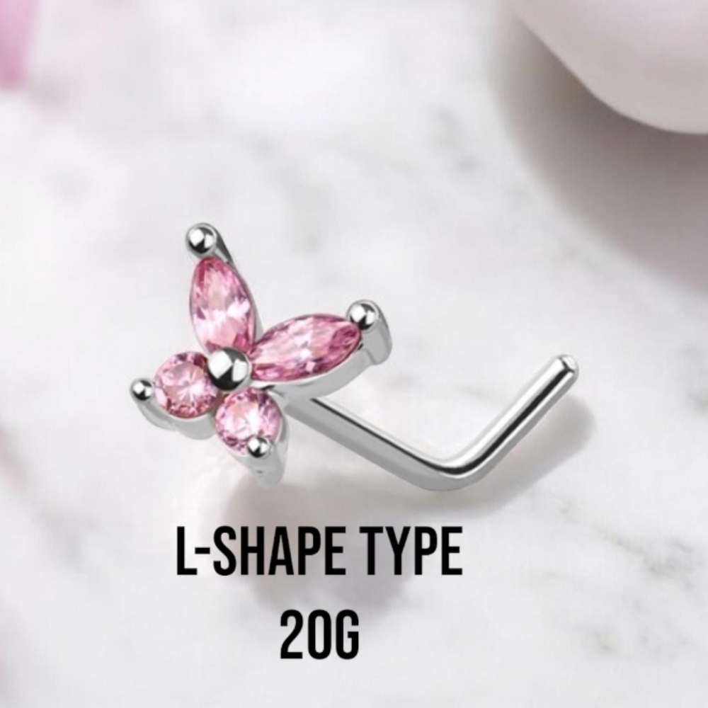 Flower L-Shape Nose Stud